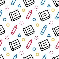 Seamless pattern with books and pencils on white background. vector
