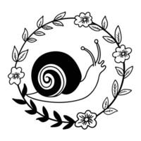 Snail with Floral Artwork for Sublimation Design Project vector
