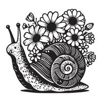 Floral Snail Design for Sublimation Artwork Project vector