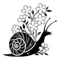 Snail with Floral Illustration for Custom Sublimation Prints vector