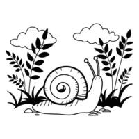 Land Snail with Nature Scene Clipart for Artistic Projects vector