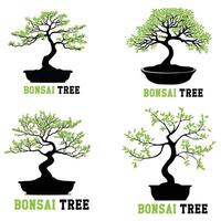 Set of Modern Bonsai Tree Logo Combining Nature and Abstract Art vector