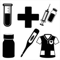 Set of Modern Medical Equipment Visual Concept vector