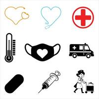Collection of Detailed Nursing Healthcare Tools Illustration vector
