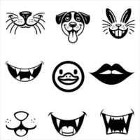 Cute Animal Faces with Lively Expression Bundle vector