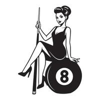 Billiards lady player clipart vector