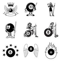 Collection of Billiard Ball Clipart with Female Player in Cue Sports Design vector