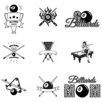 Collection of Billiard Ball and Pool Cue Design Artwork vector