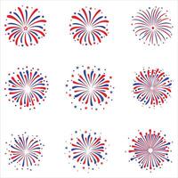 Set of 4th of July Fireworks Illustration and Spark Design vector