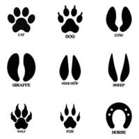 Animals footprint Silhouette illustration, Animal foot print silhouette design vector