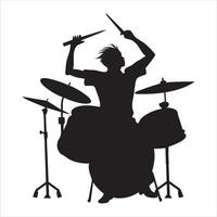 Rock Musician Drummer with Drum Set Illustration vector