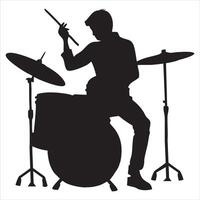 Rock Drummer with Drums Art Design vector