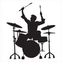 Rock Musician Drummer with Drum Kit Graphic Design vector