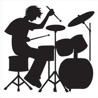 Rock Drummer with Instrument Design in Art vector