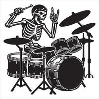 Rock Musician Drummer with Drums in Style vector