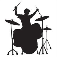 Artistic Drummer with Drum Set Rock Musician Design vector