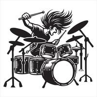 Silhouette of Drummer in Stage Performance Art Design vector