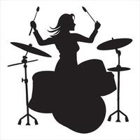 Drummer Performing with Drums Silhouette in Artistic Design vector