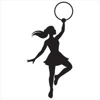 Gymnastics Girl Silhouette Displaying Flexibility vector