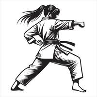 Taekwondo Girl Showing Kick and Precision vector