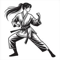 Taekwondo Girl Displaying Strength and Skill vector