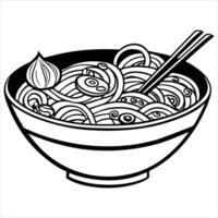 Ramen Dish in a Classic Bowl vector