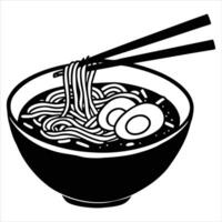 Ramen Noodle Dish with Toppings Design vector