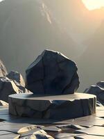 A rock with a large stone on top of it photo