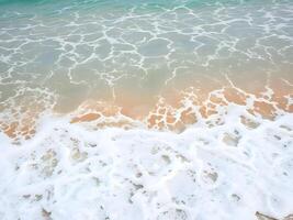 A view of the ocean and waves on a sandy beach photo