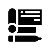 cheque glyph icon. Strong and solid icon for websites, mobile interfaces, presentations, and visual branding. High quality and easy to edit. vector