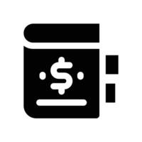 financial book glyph icon. Strong and solid icon for websites, mobile interfaces, presentations, and visual branding. High quality and easy to edit. vector