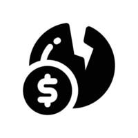 bankcrupcy glyph icon. Strong and solid icon for websites, mobile interfaces, presentations, and visual branding. High quality and easy to edit. vector