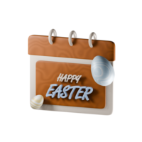 3d calendar with Happy Easter lettering complete with painted eggs. 3d illustration for postcards, web site, mobile applications and social networks. png