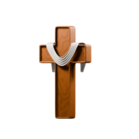 3d Wooden Christian cross, Christianity Concept isolated on white background, 3d illustration. png
