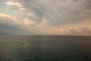 Sunset over ariatic ocean in Albania photo