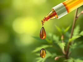 A drop of oil is being poured into a bottle photo