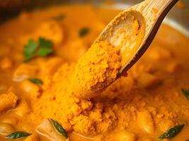 Tumeric curry with a spoon photo