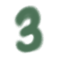 Three font green number icon on transparent background. png