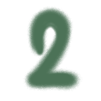 Two font green number icon on transparent background. png