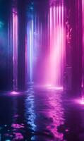 Immersive Neon Lightscape with Water Reflection and Futuristic Interior Design photo