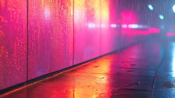 Vibrant illuminated urban cityscape reflecting the atmosphere in a neon-soaked environment photo