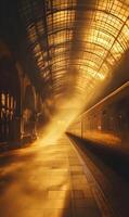 Grand Central Terminal Illumination with Atmospheric Railroad Station Interior Vision photo