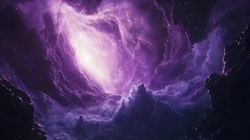 A captivating cosmic panorama exhibiting a vibrant nebula with dazzling luminescence effect photo