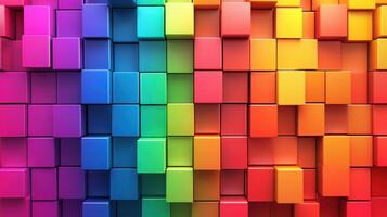 Colorful cubes wall background design for creative projects studio digital art vibrant artistic perspective photo