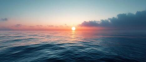 Serene sunset over calm ocean waters coastal viewpoint nature photography tranquil atmosphere photo