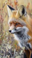 Curious red fox observing surroundings natural habitat wildlife photography outdoor environment close-up perspective animal behavior photo