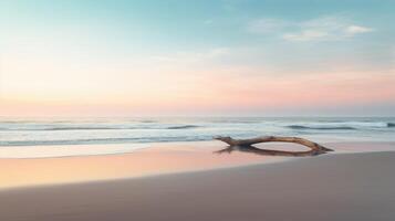 Serene beach sunset coastal location minimalist scene tranquil environment wide-angle view nature's beauty photo