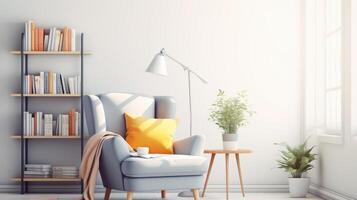 Cozy reading nook for relaxation living room interior design bright environment inviting viewpoint photo