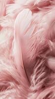 Fluffy pink feathers close-up soft textures nature photography bright atmosphere aesthetic perspective serenity concept photo