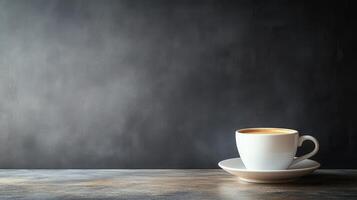 Sipping serenity white coffee cup still life urban cozy atmosphere close-up view minimalist design photo